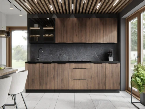 Monza kitchen set, 260 cm kitchen with display cabinet