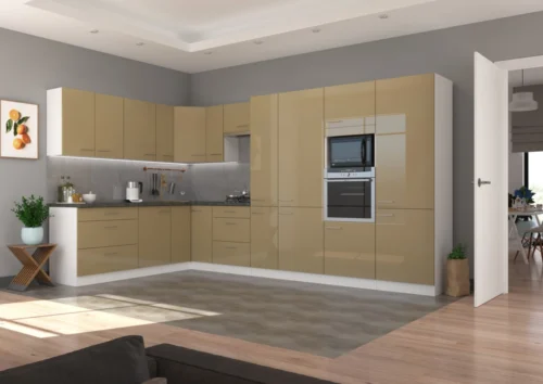 Kitchen set, corner kitchen 370/220 cm Lara Cappucino