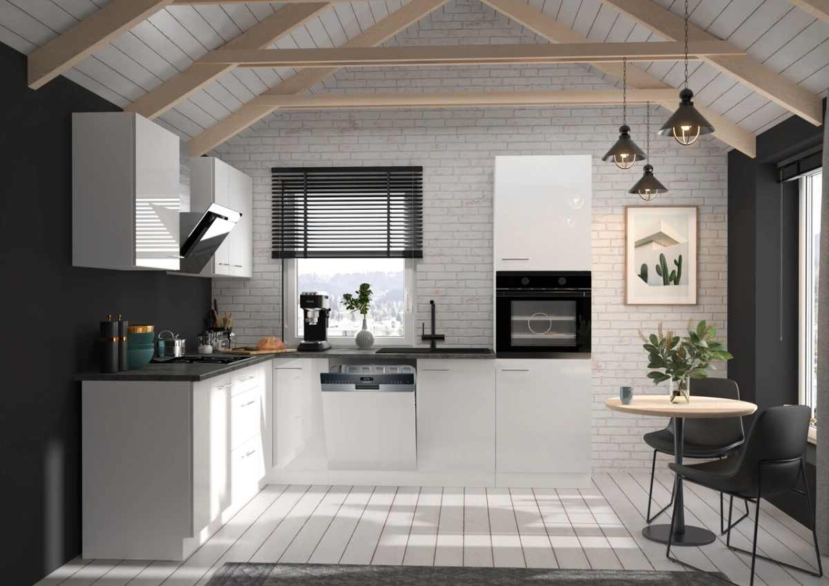 Kitchen set, corner kitchen 260/210 cm Lara White