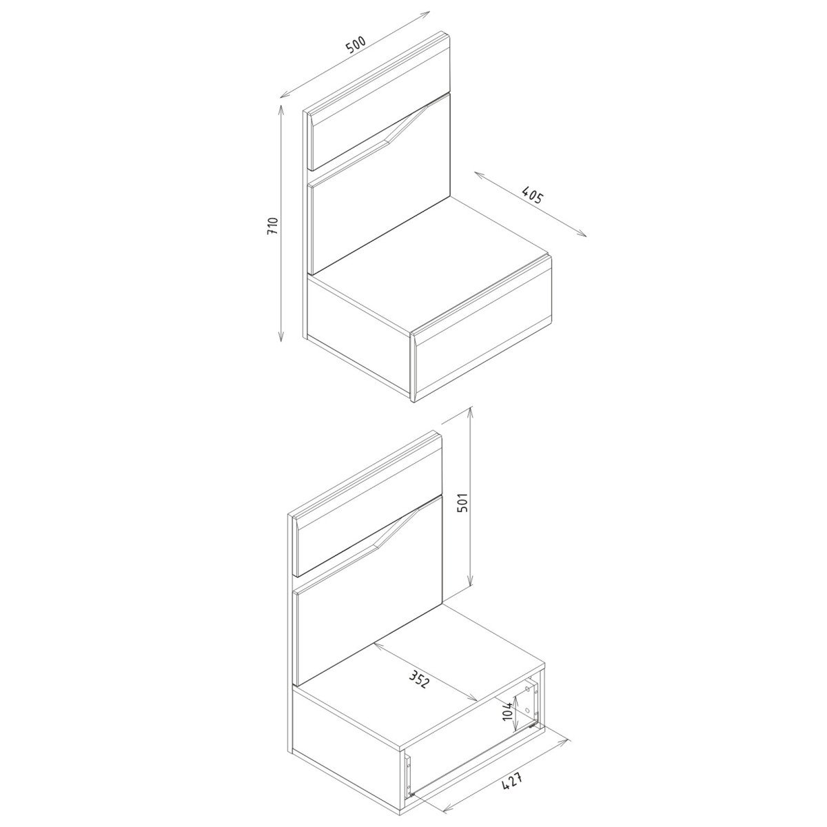 LIONEL LI15 bedside table, hanging, right side - Image 2