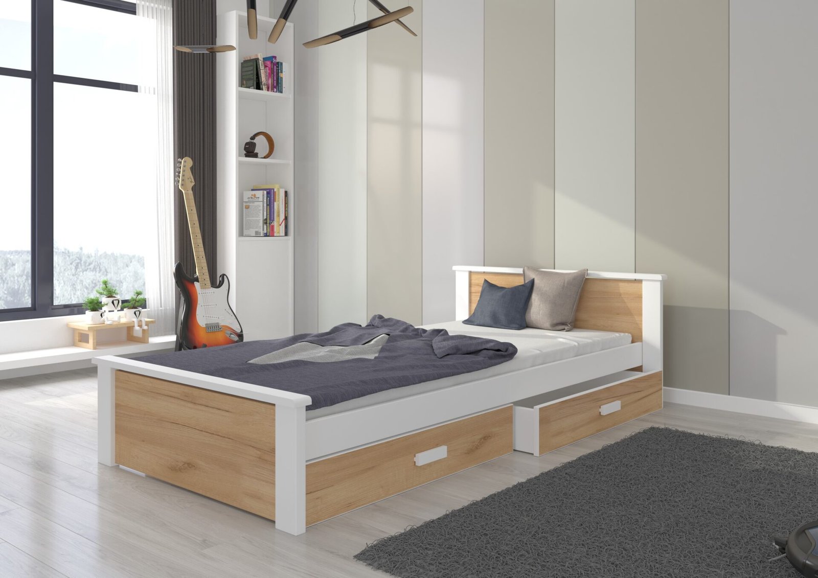 ALDEX bed 180x80 white/golden oak ADRK - Image 2