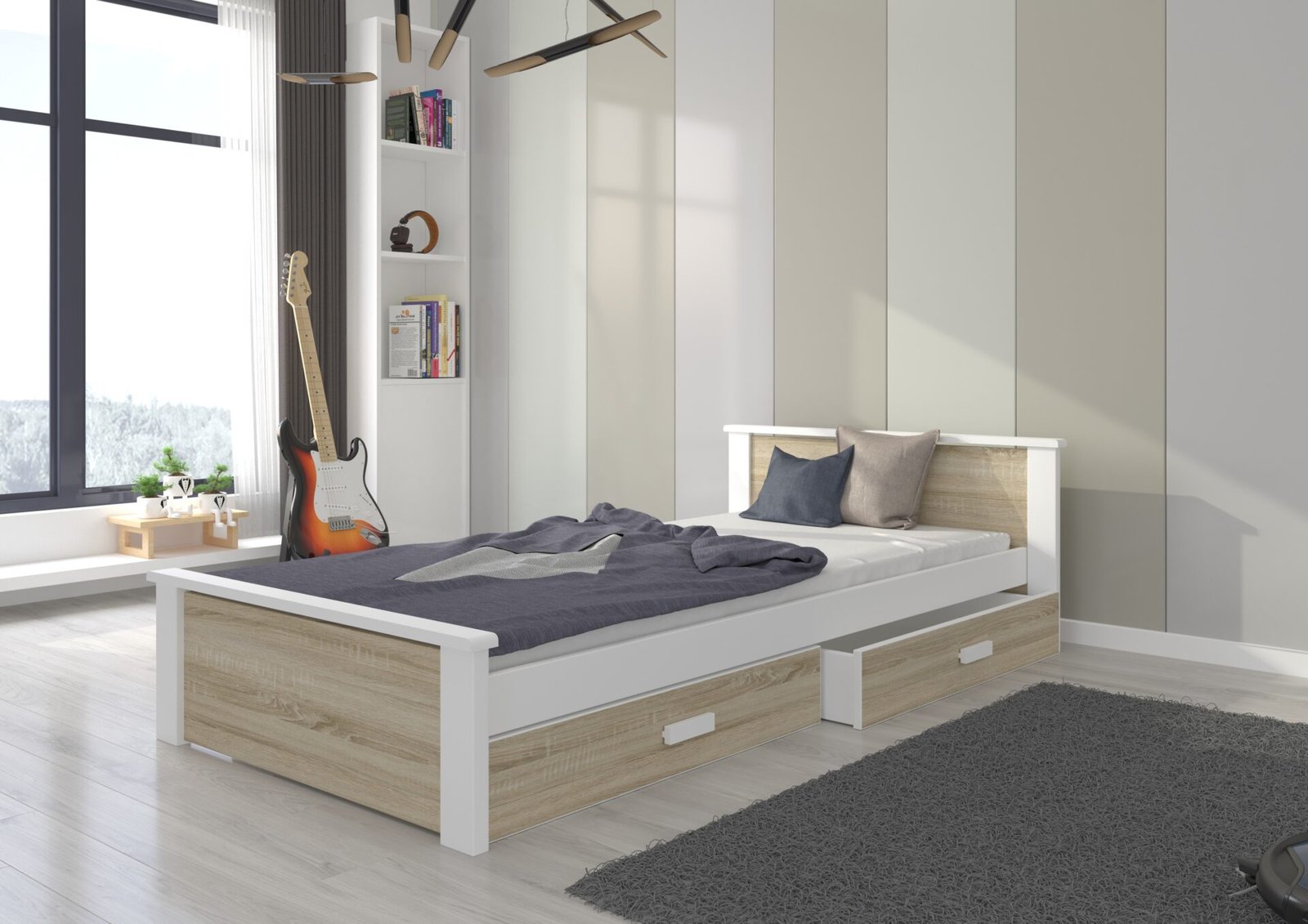 ALDEX bed 200x90 white/Sonoma ADRK - Image 2