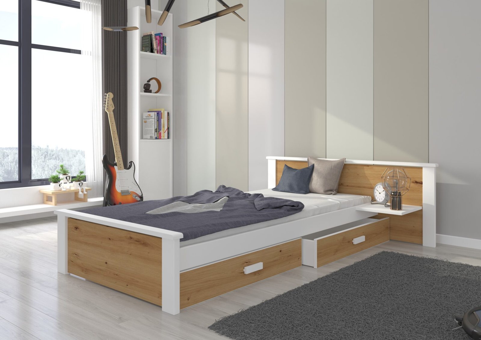 ALDEX shelf Bed 180x80 White/Artisan ADRK - Image 2