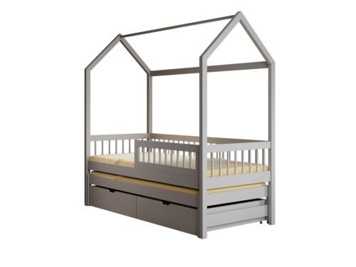 Artes House bed with mattress, gray, ADRK