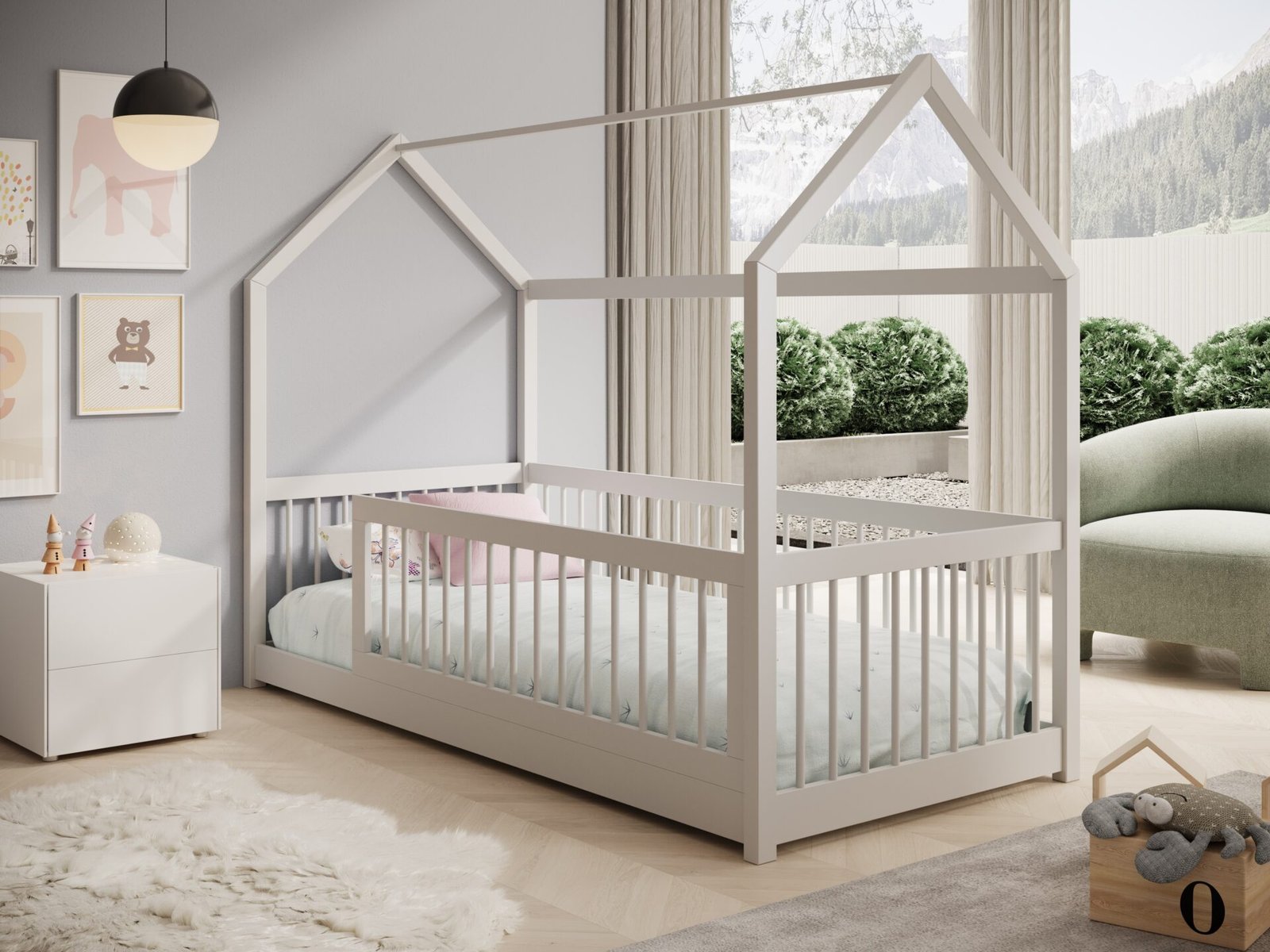 Graja House bed with mattress, white, ADRK - Image 2
