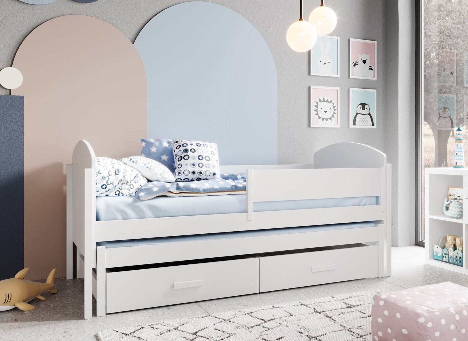 Olen 180x80 children's bed for 2 persons, white, ADRK - Image 4