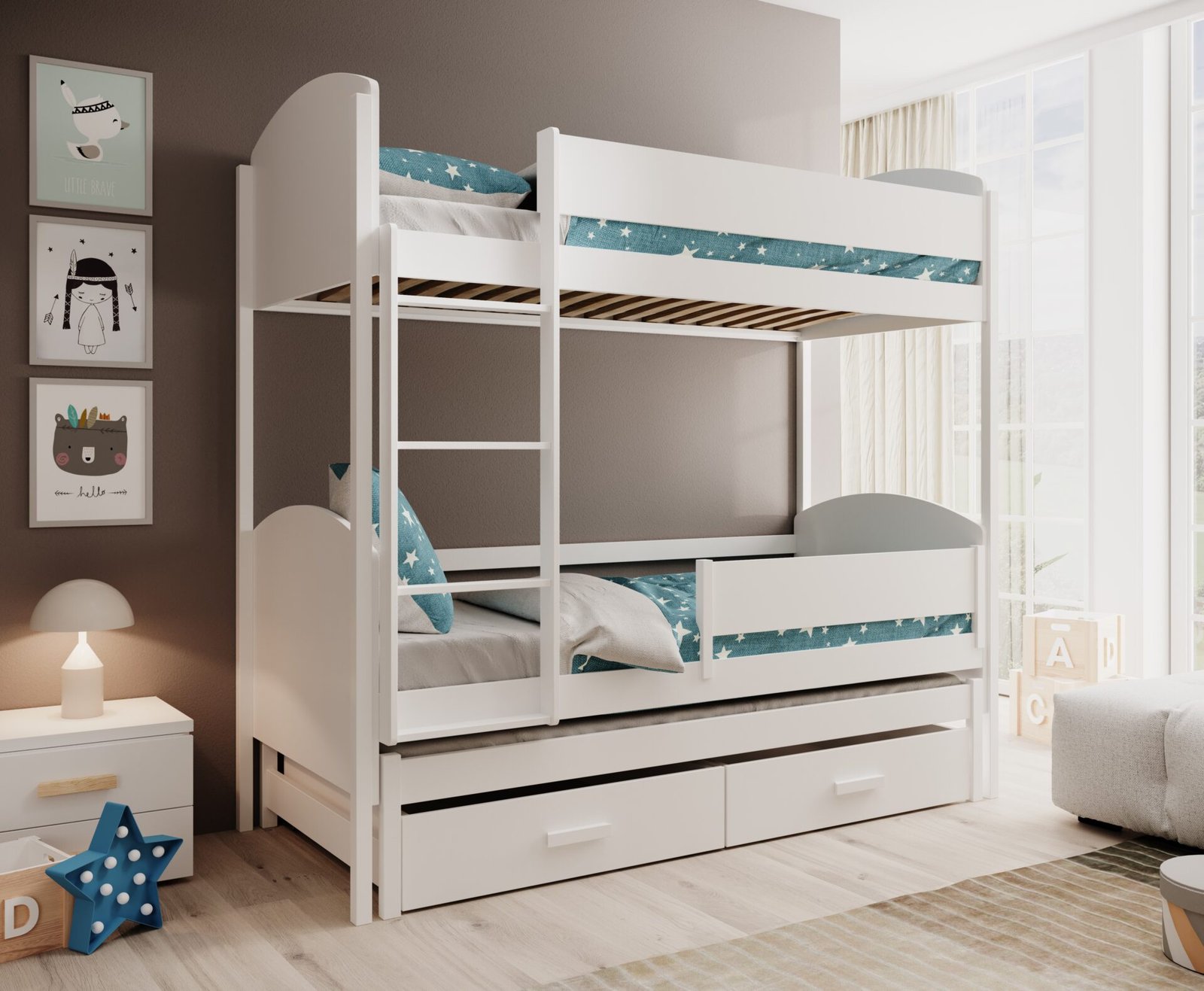 Children's bed for 3 people Leia 180x80 white ADRK - Image 4