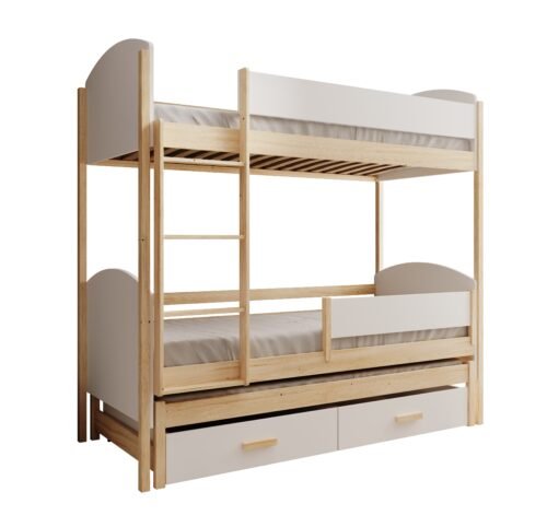 Leia 180×80 3-person children’s bed with mattress white/pine ADRK