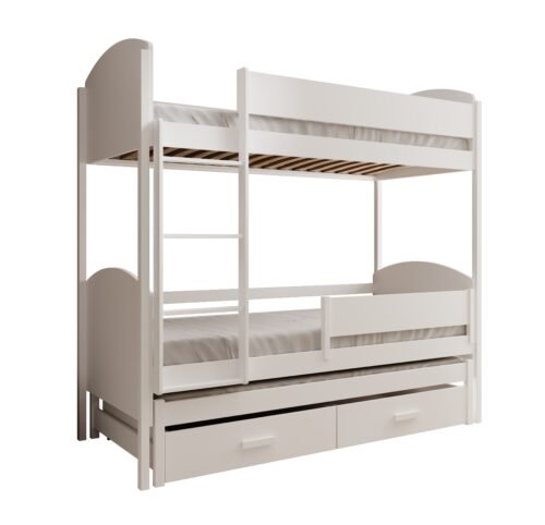 Children’s bed for 3 people Leia 200×90 with mattress, white, ADRK
