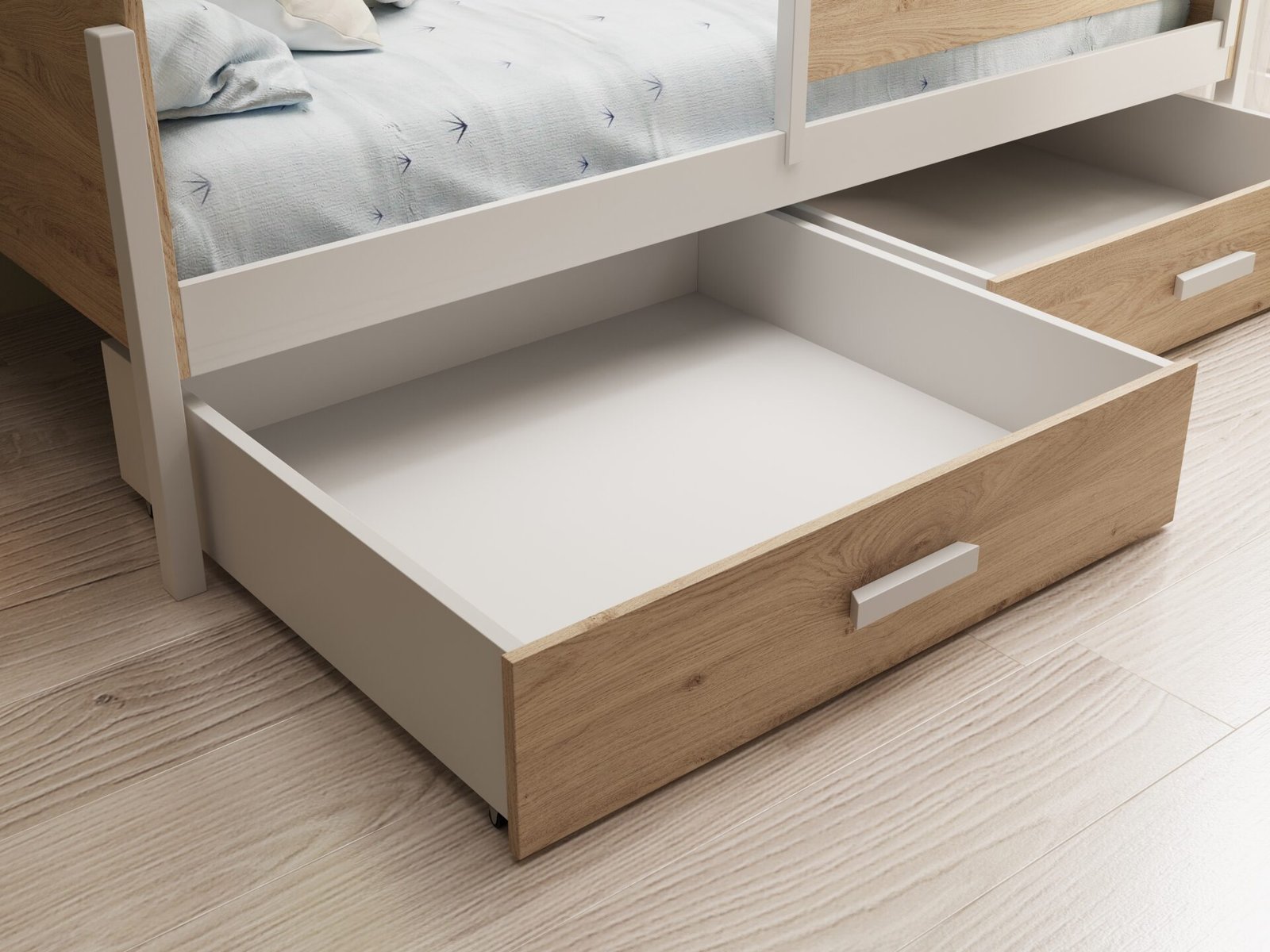 Malleable children's bed 200x90 with mattress, white/oak color, ADRK - Image 3