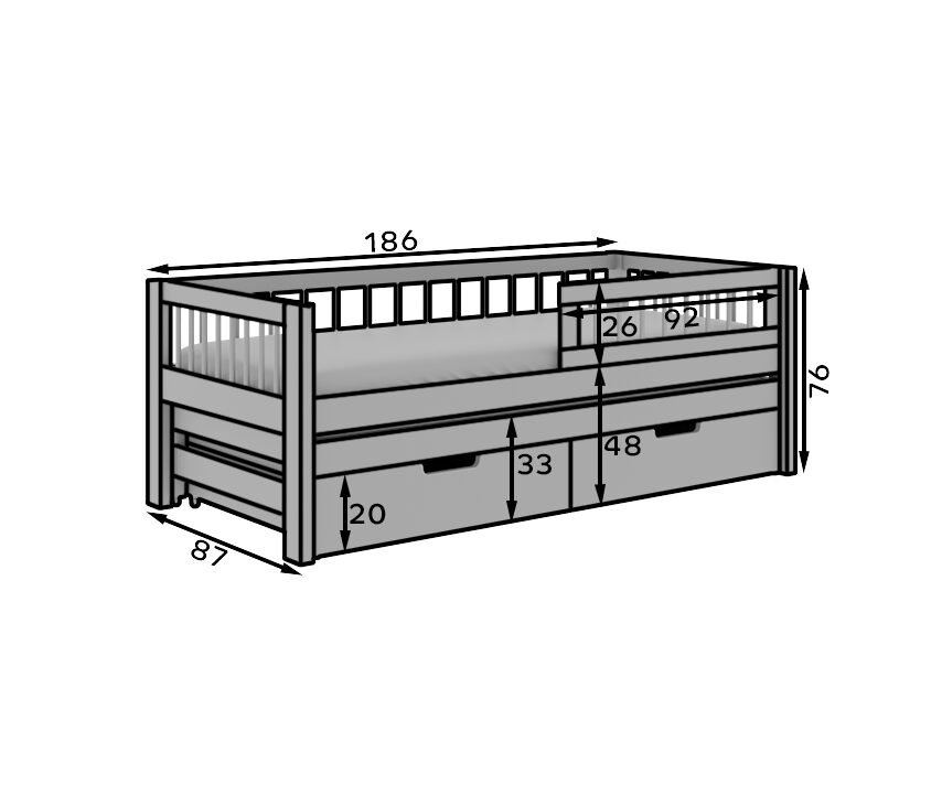 Orio children's bed with mattress, white, ADRK - Image 3