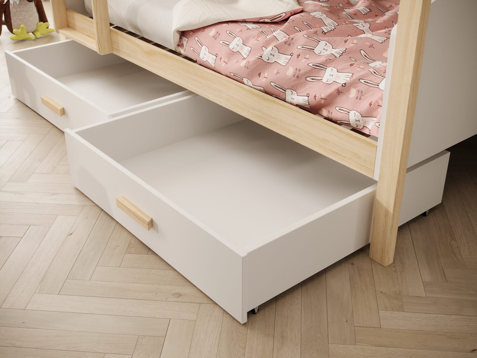 Jori children's bunk bed 180x80 with mattress, white/pine, ADRK - Image 3