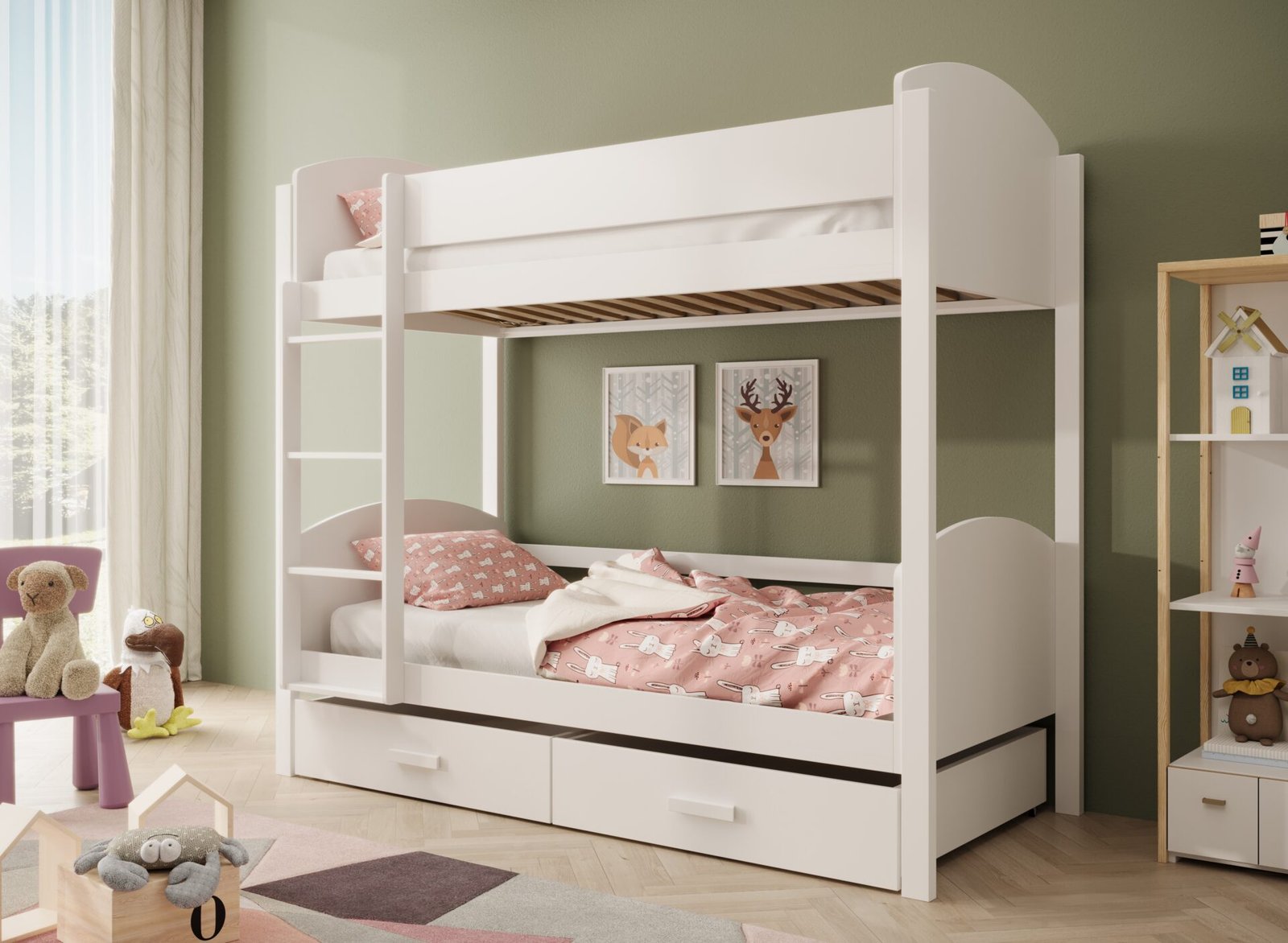 Jori children's bunk bed, 200x90 cm, white, ADRK - Image 2