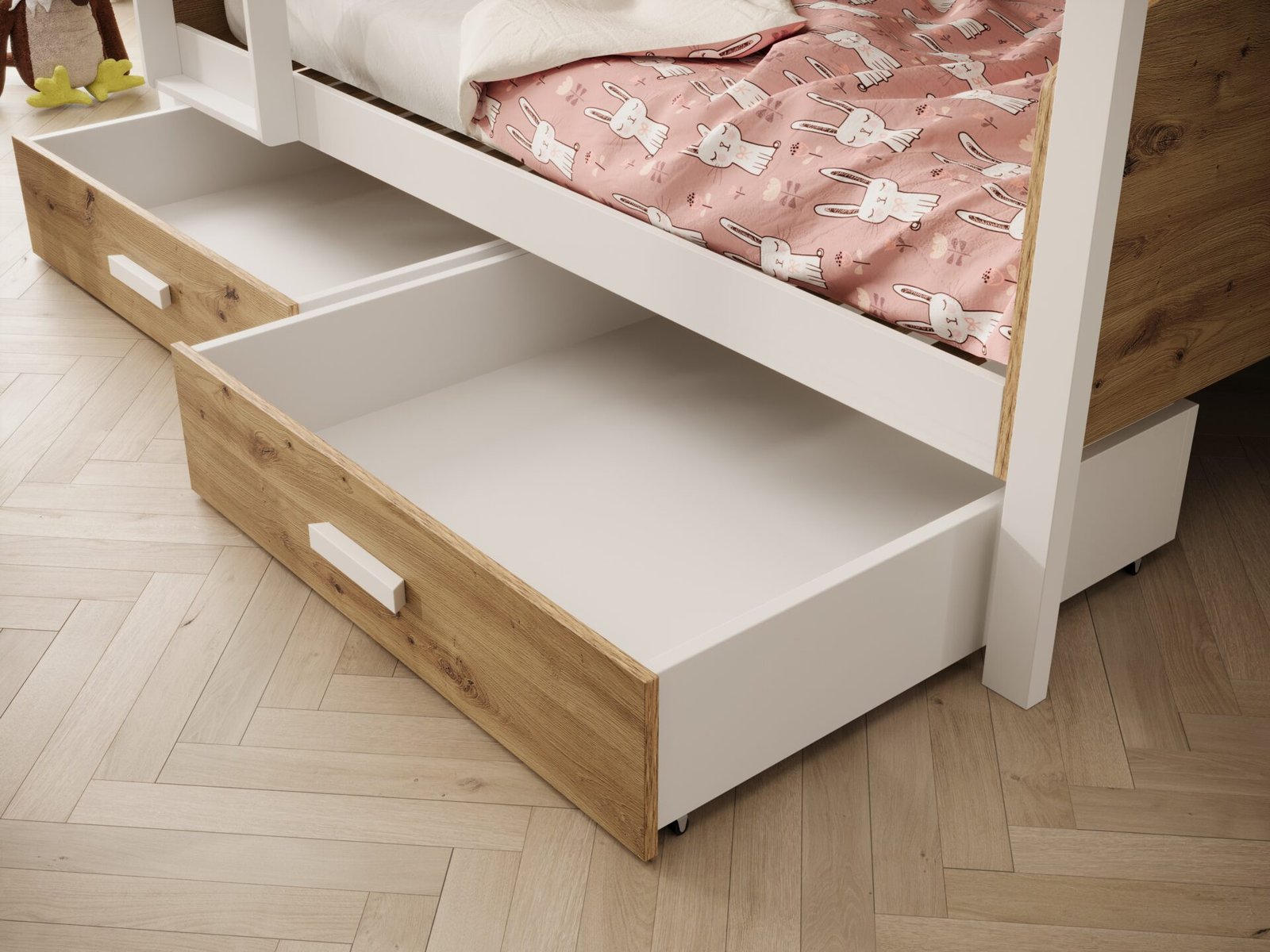 Jori children's bunk bed, 200x90, white/artisan, ADRK - Image 3