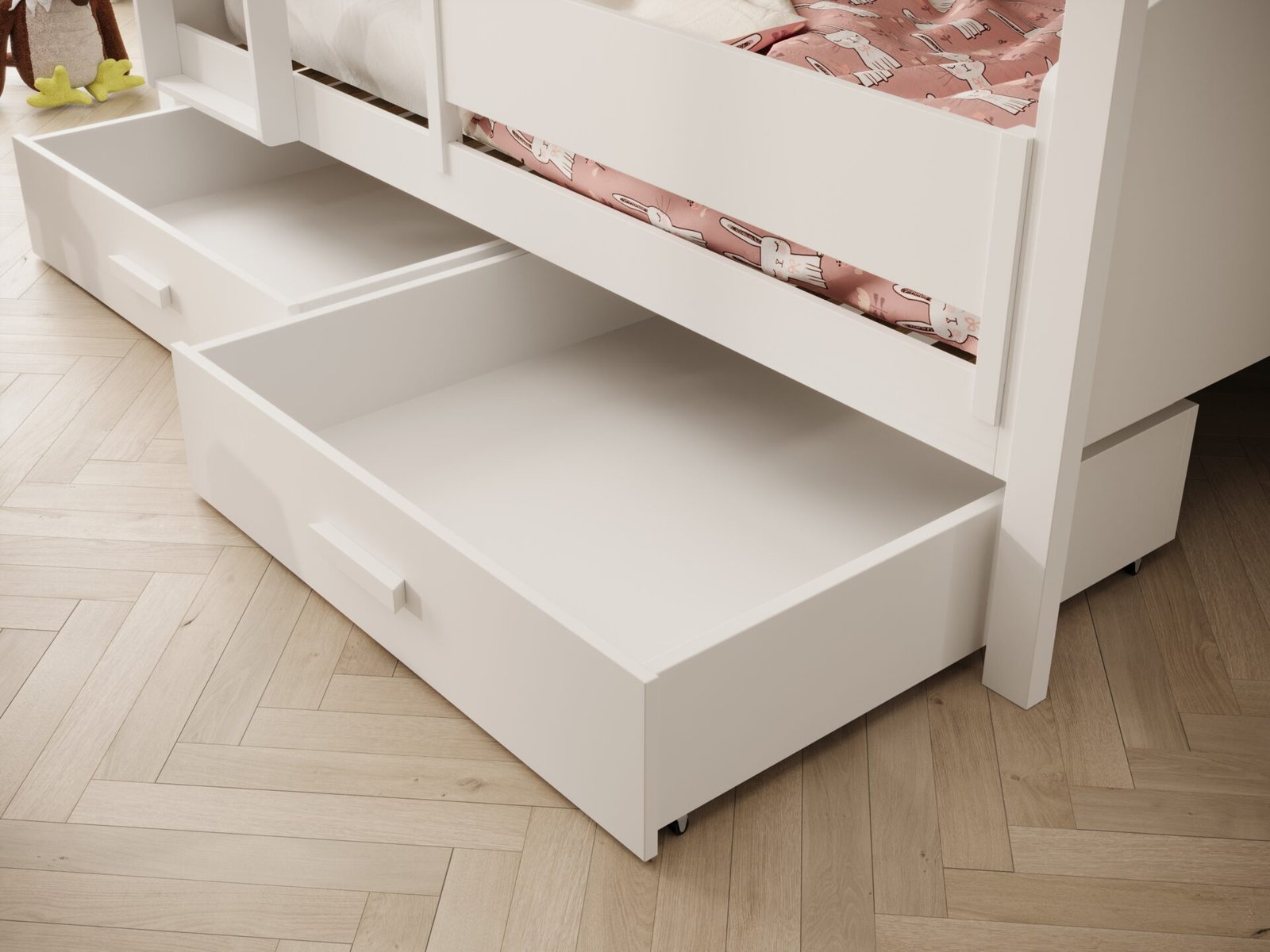 Jori children's bunk bed with railing 180x80 with mattress, white, ADRK - Image 3