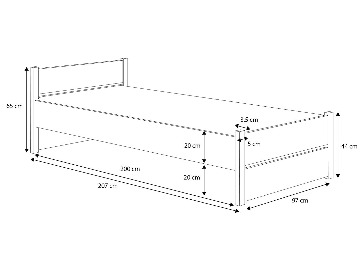 Children's bed with mattress MARCELLO white ADRK - Image 3