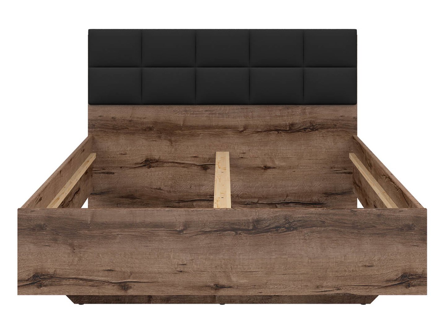 Kassel bed, 140x200 cm, monastery oak, with upholstered headboard