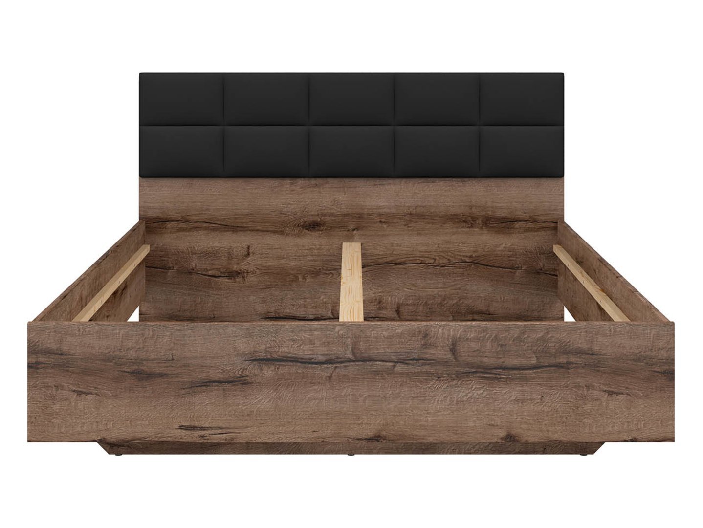 Kassel bed 160x200 cm, monastery oak, with upholstered headboard