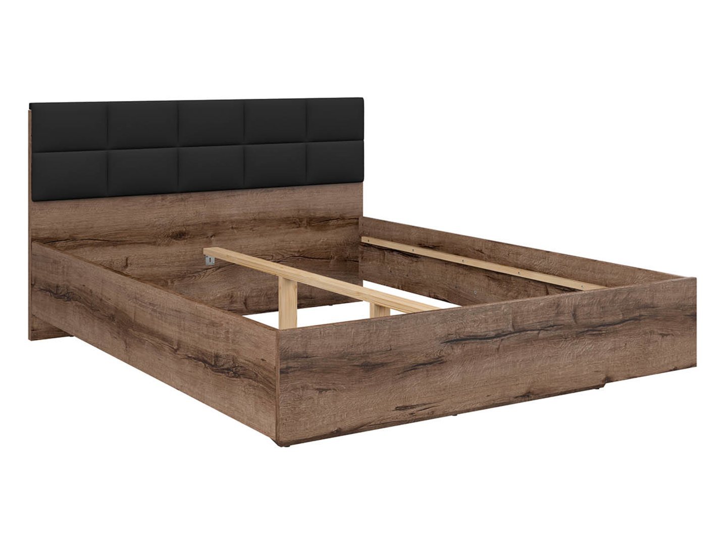 Kassel bed, 180x200 cm, monastery oak, with upholstered headboard - Image 5