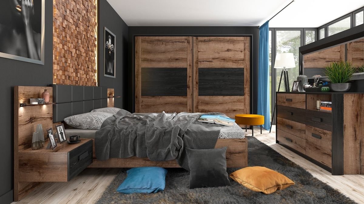 Kassel bed with frame and storage box, 180x200 cm, monastery oak - Image 4