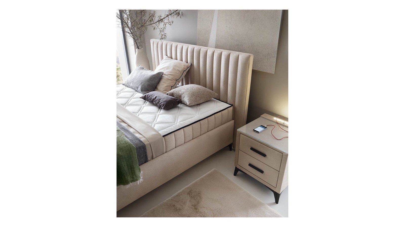 JOY continental bed 160x200 with two containers, beige - Image 4