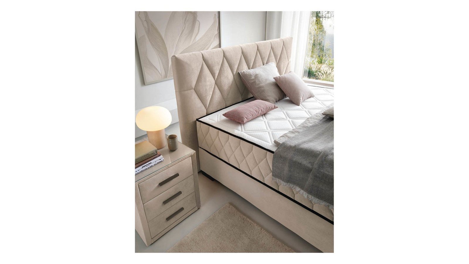 Reve continental bed 140x200 with storage box, beige - Image 4