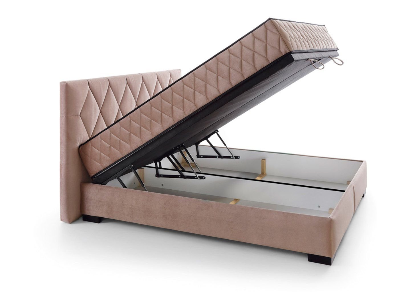 Reve continental bed 140x200 with storage box, pink - Image 3
