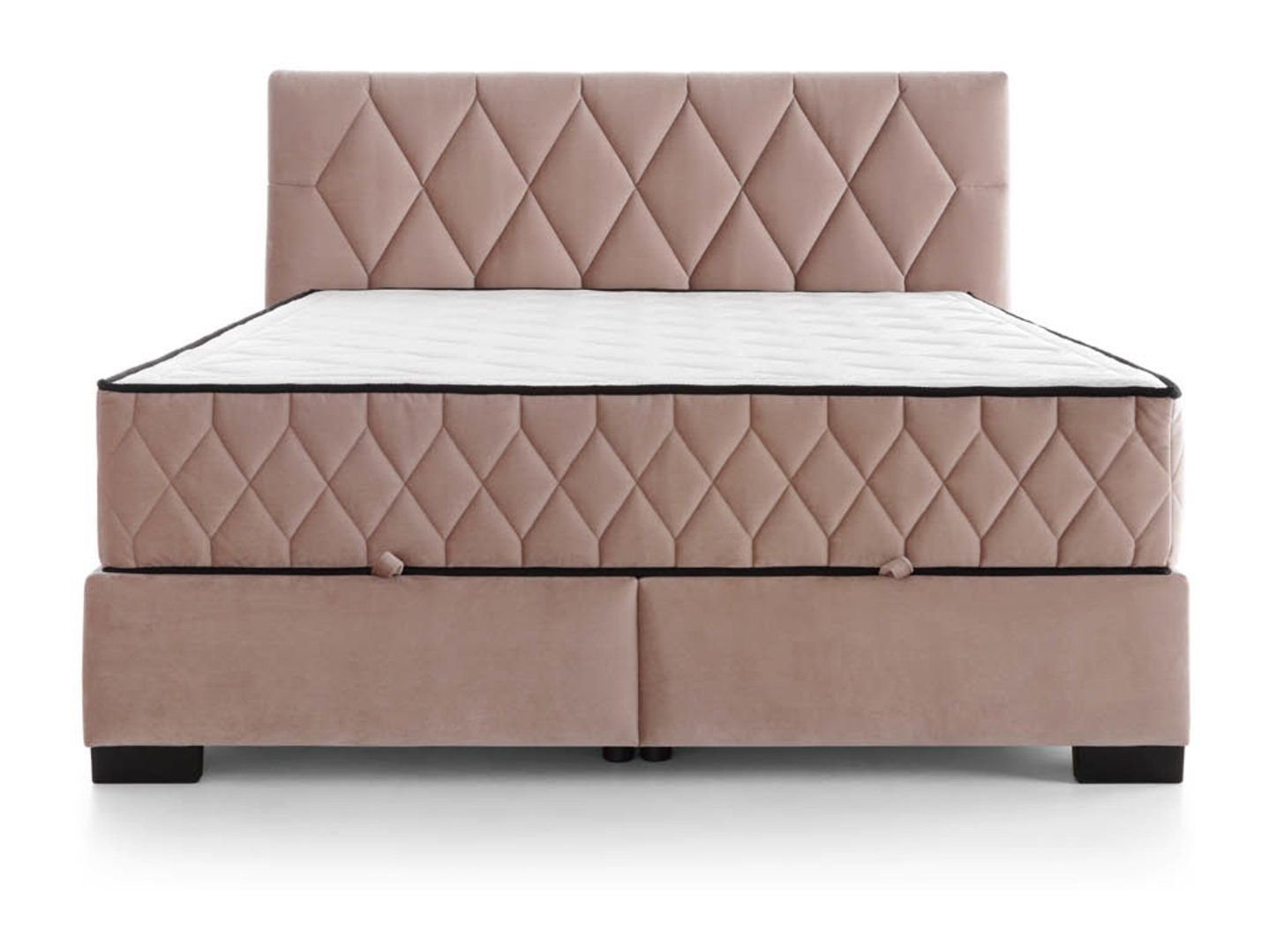 Reve continental bed 140x200 with storage box, pink