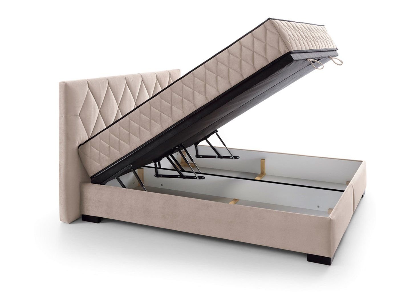 Reve continental bed 160x200 with storage box, beige - Image 3