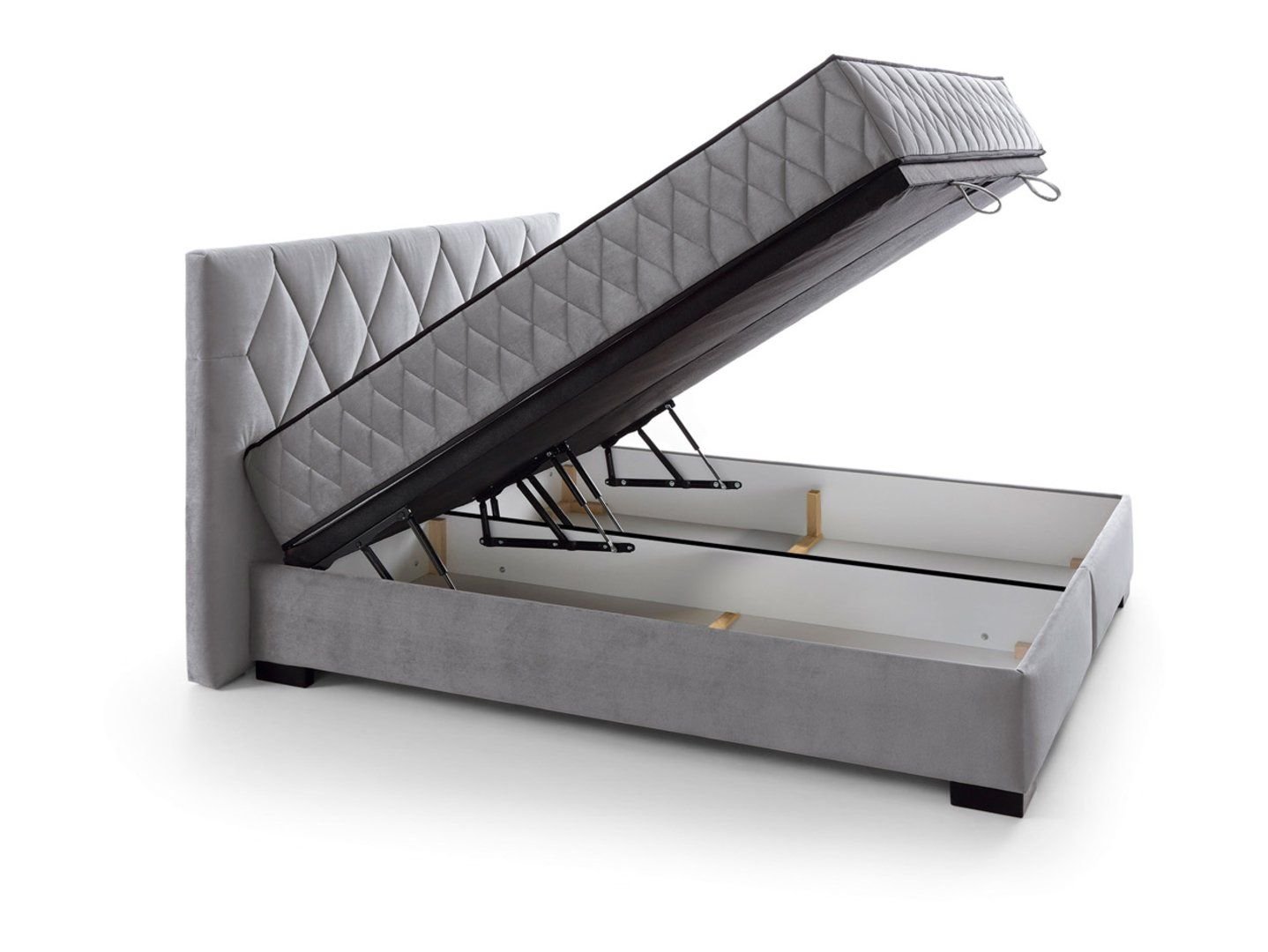Reve continental bed 160x200 with storage box, gray - Image 2