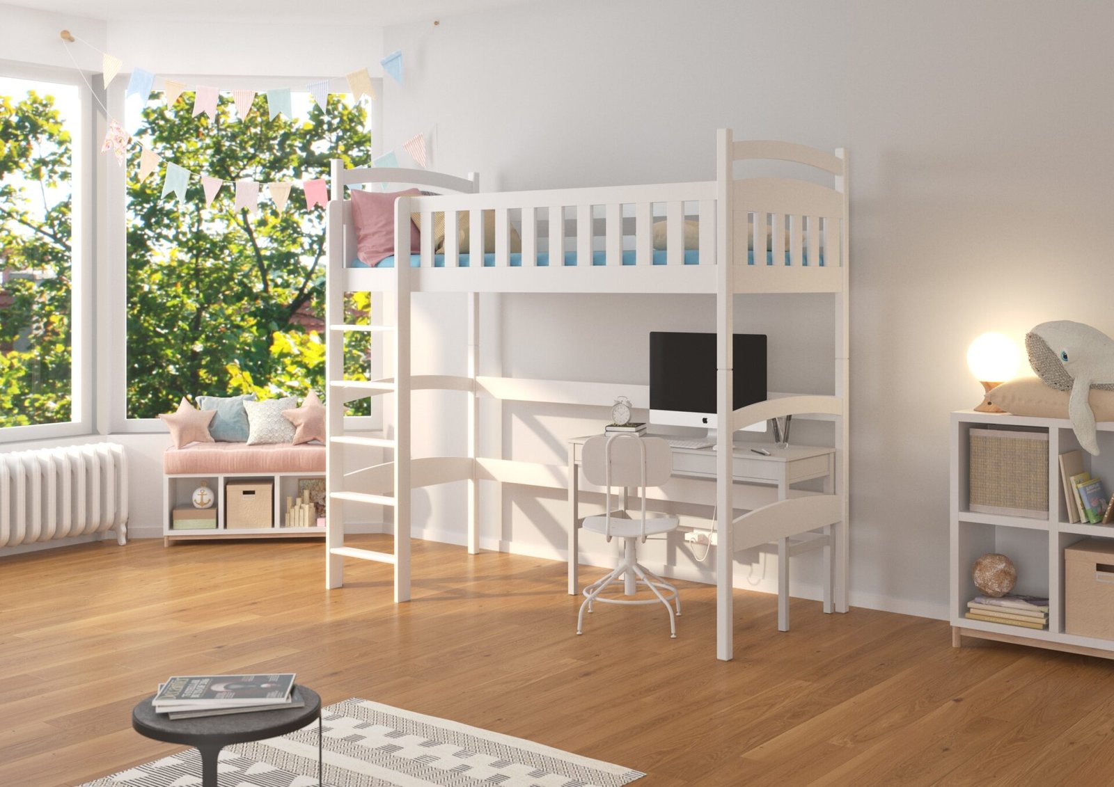 Bunk bed with mattress MIAGO 200x90 white ADRK - Image 2