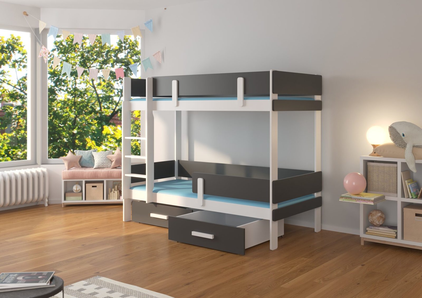 ETIONA Double bunk bed 180x80 white/anthracite ADRK - Image 2