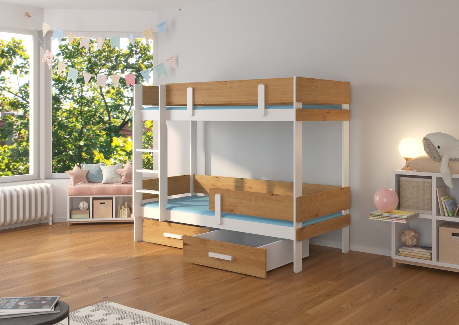 ETIONA bunk bed, 200x90, white/artisan, ADRK - Image 2