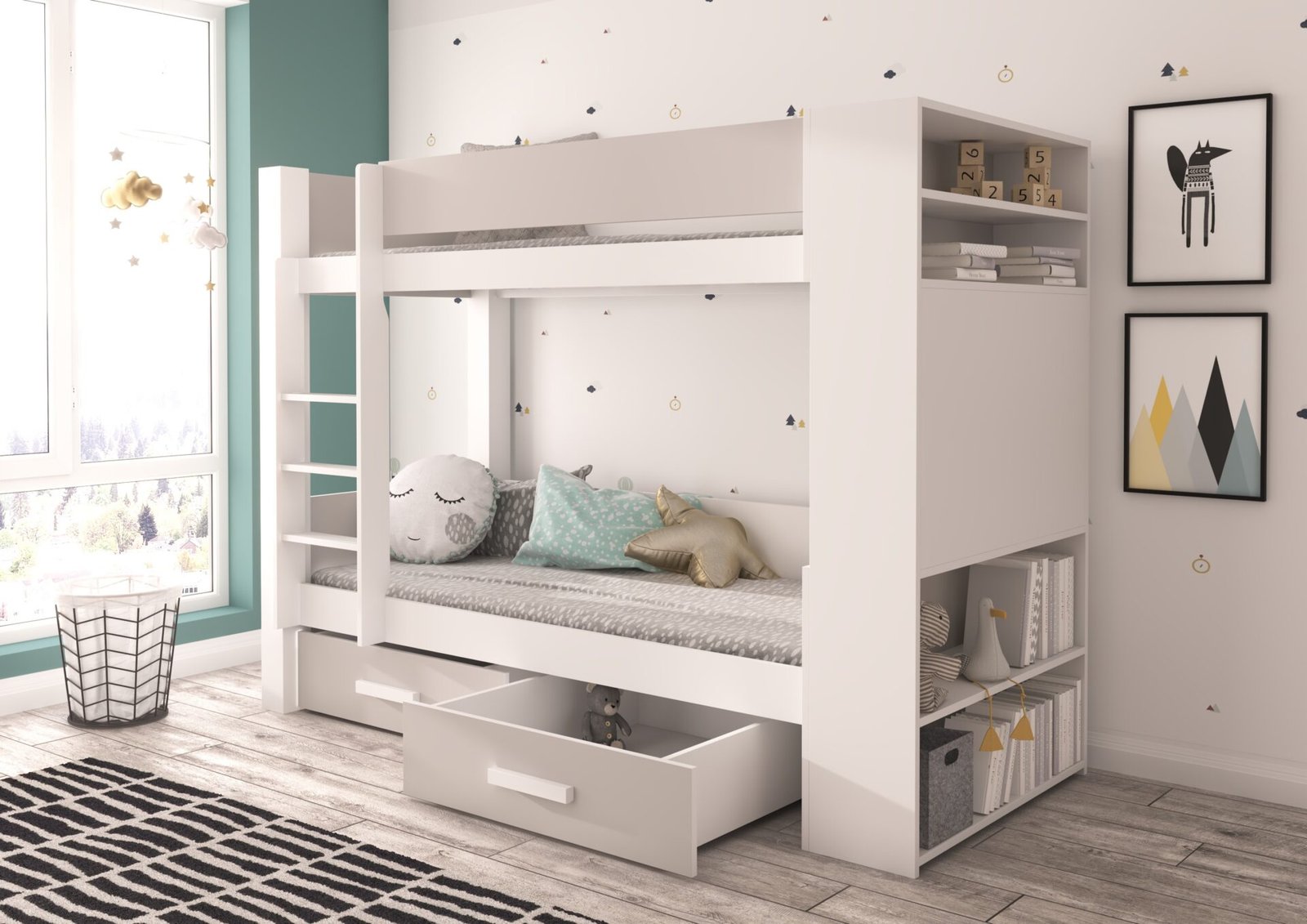 GARET bunk bed, 180x80, white/gray, ADRK - Image 2