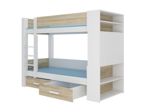 GARET bunk bed, 180×80, white/Sonoma, ADRK