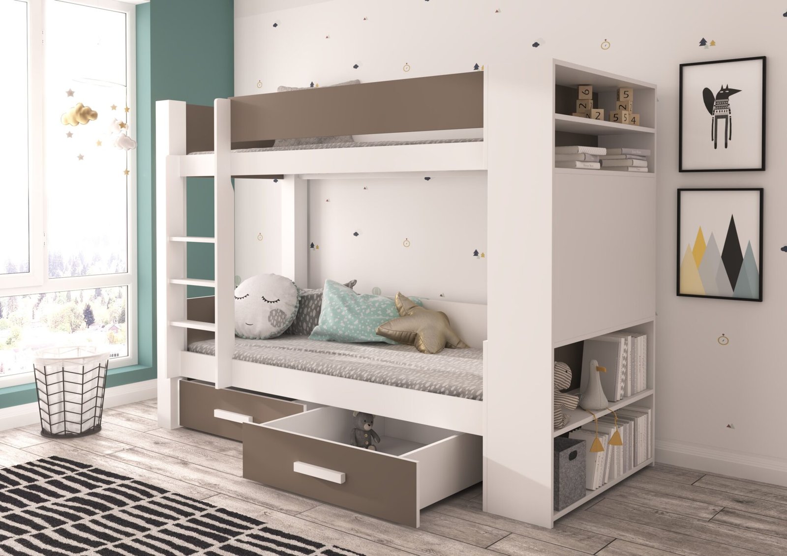 GARET bunk bed 200x90 white/truffle color ADRK - Image 2