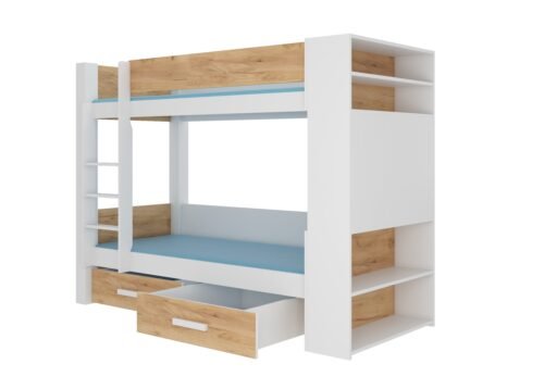 GARET Double bunk bed 200×90 white/golden pine ADRK