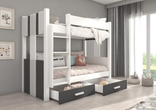 Bunk bed with ARTA mattresses 180×80 white/anthracite ADRK