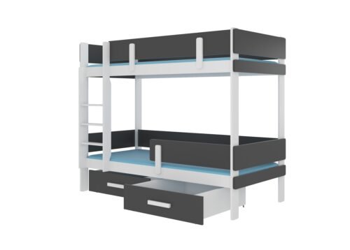Double bunk bed with ETIONA 200×90 mattresses, white/anthracite, ADRK