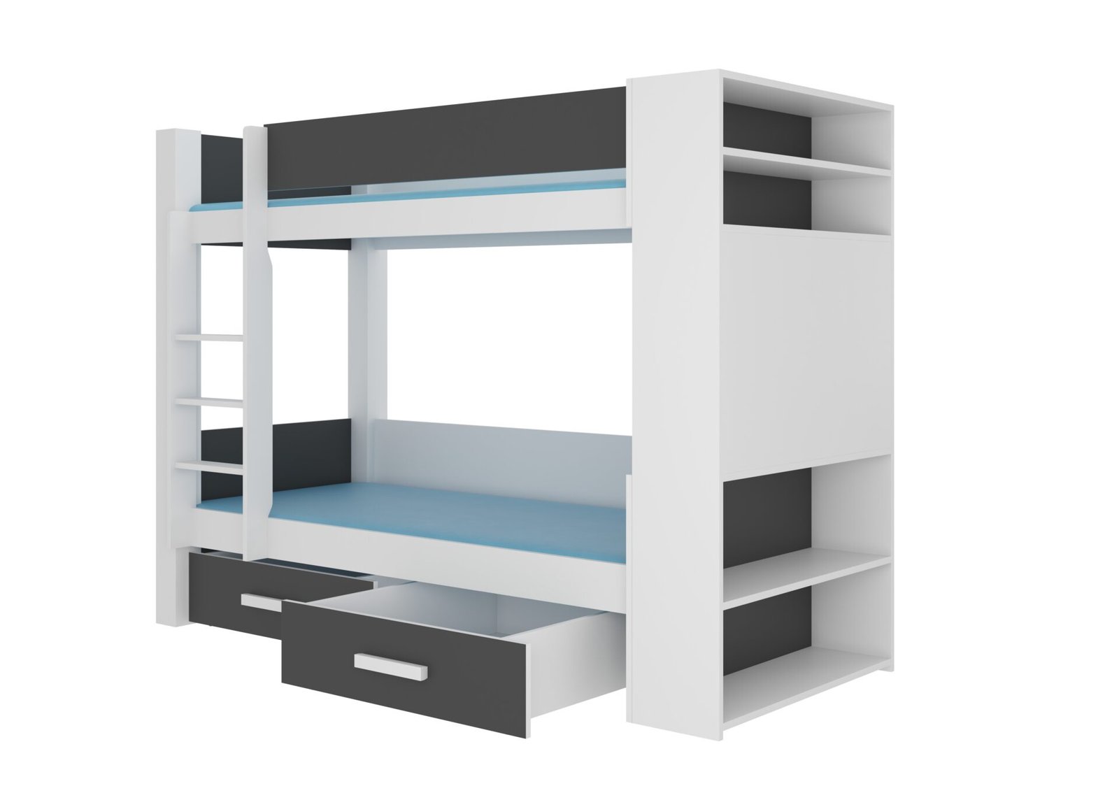 Double bunk bed with GARET mattresses 180x80 white/anthracite ADRK