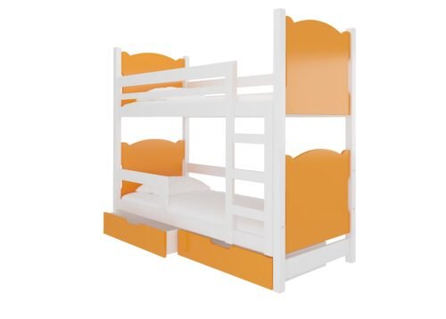 Bunk bed with MARABA mattresses, white/orange, ADRK