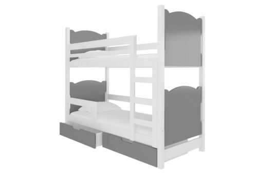 Double bunk bed with MARABA mattresses, white/gray, ADRK