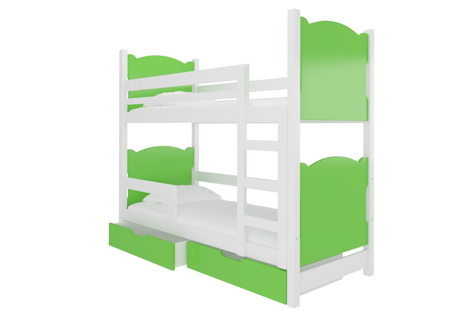 Double bunk bed with MARABA mattresses, white/green, ADRK