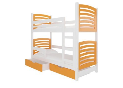 Bunk bed with mattresses OSUNA, white/orange, ADRK