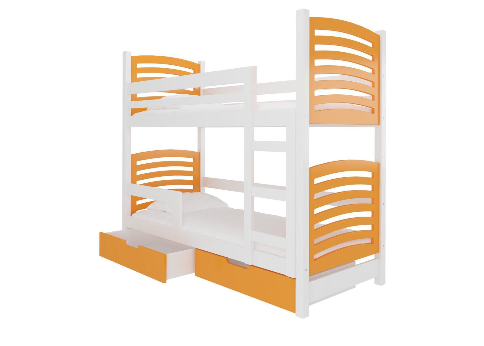 Bunk bed with mattresses OSUNA, white/orange, ADRK