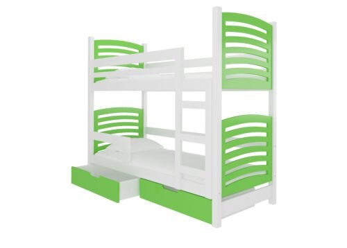 Double bunk bed with OSUNA mattresses, white/green, ADRK