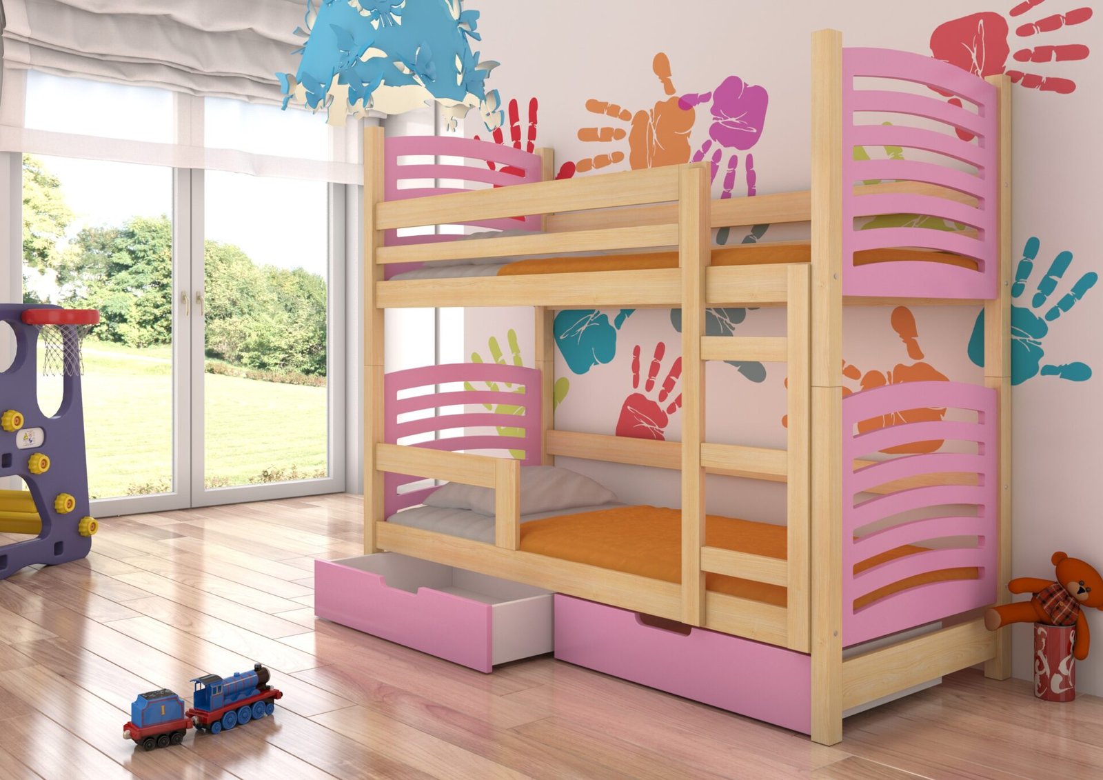 Double bunk bed with mattresses OSUNA, pine ADRK - Image 2