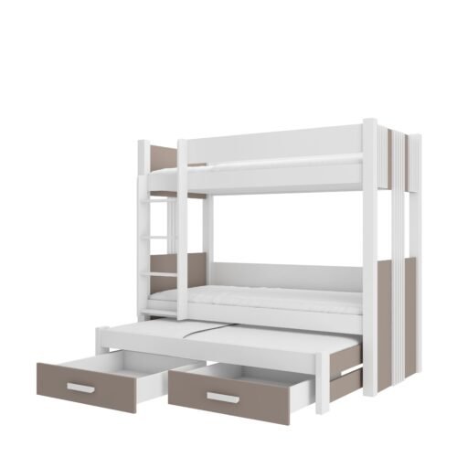 ARTEMA triple bunk bed 200×90 white/truffle color ADRK