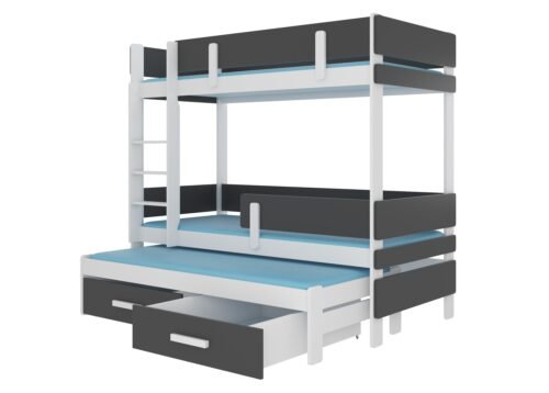 ETAPO triple bunk bed 180×80 white/anthracite ADRK