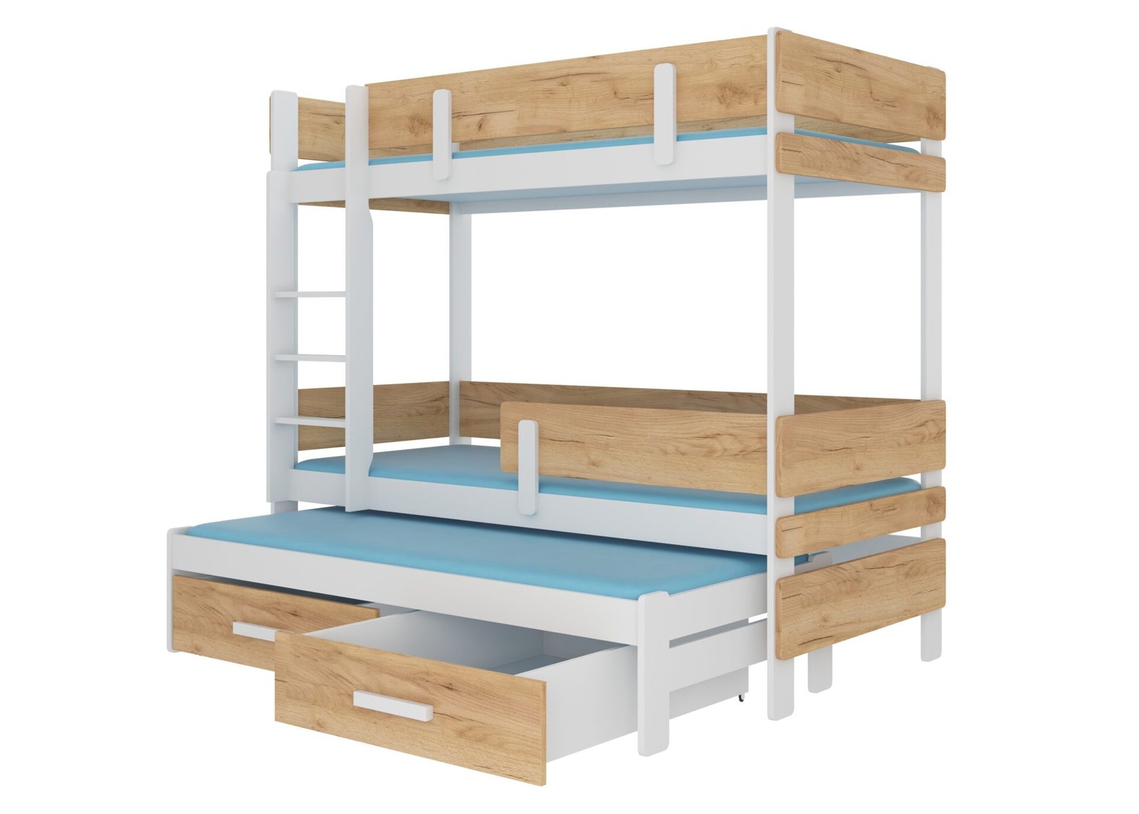 ETAPO triple bunk bed 200x90 white/golden oak, ADRK